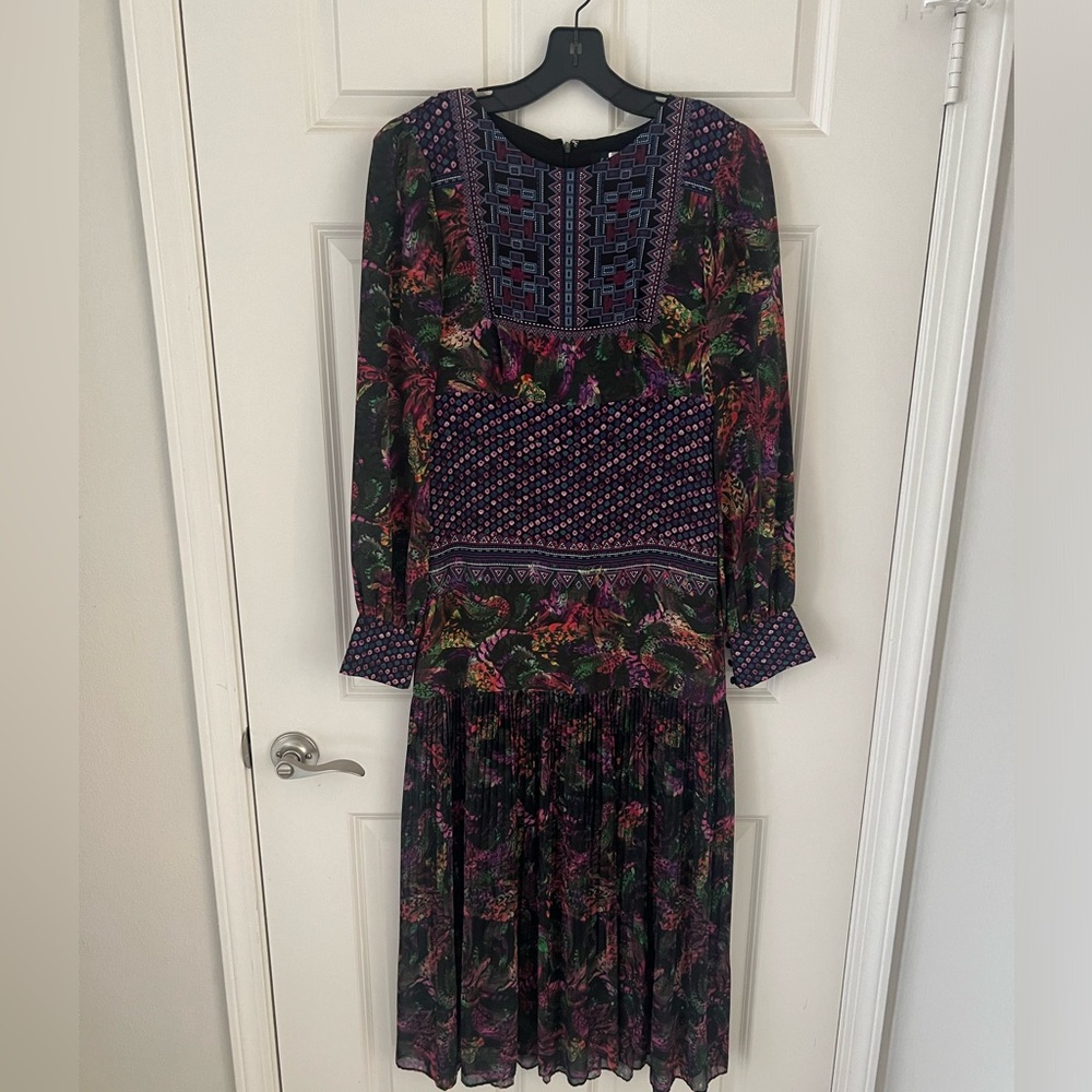 Saloni Longsleeve Print Dress, size 6